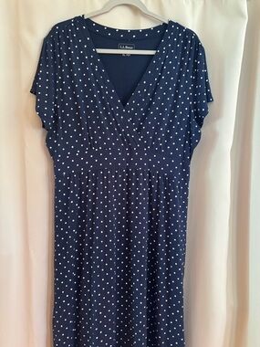 L.L. Bean Navy with White Polka Dot Top